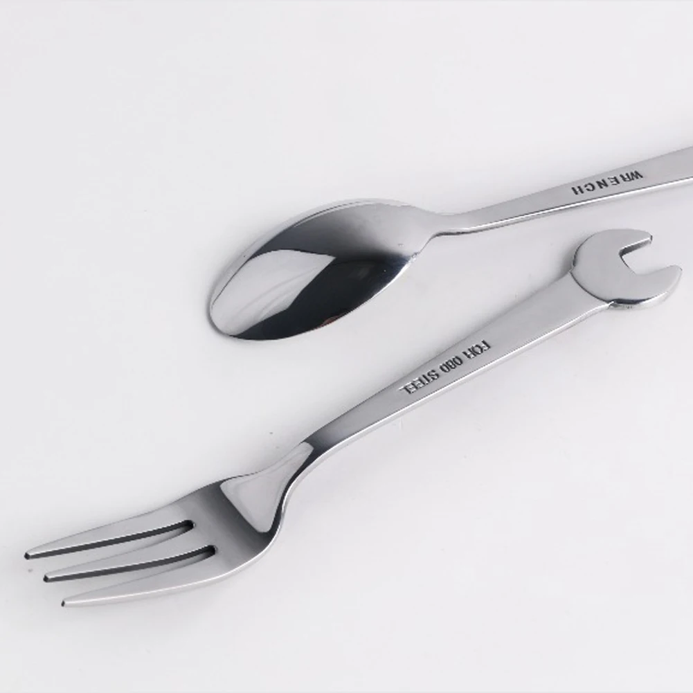 Портативная Wrenchware посуда из нержавеющей стали открывающийся ключ ложка, вилка, столовый прибор