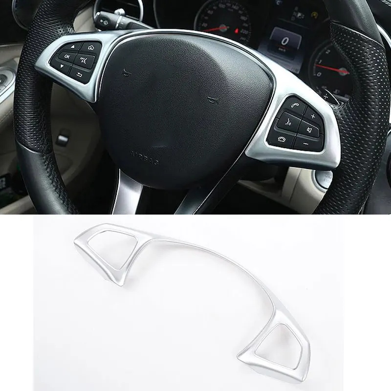 

For Mercedes Benz CLA GLA Class 220 W117 C117 180 200 2015-2017 ABS Matt Chrome Steering Wheel Decoration Frame Trim 15-17