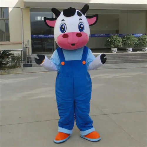 

New Adult Best Sale Foam Cute 1pc Cow Mascot Costume Christmas Fancy Dress Halloween Mascot Costume