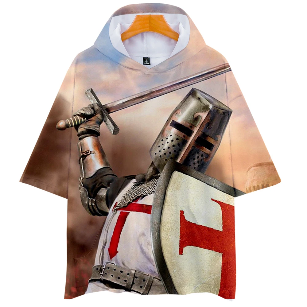 Женские и мужские повседневные толстовки Knights templar с короткими рукавами летняя