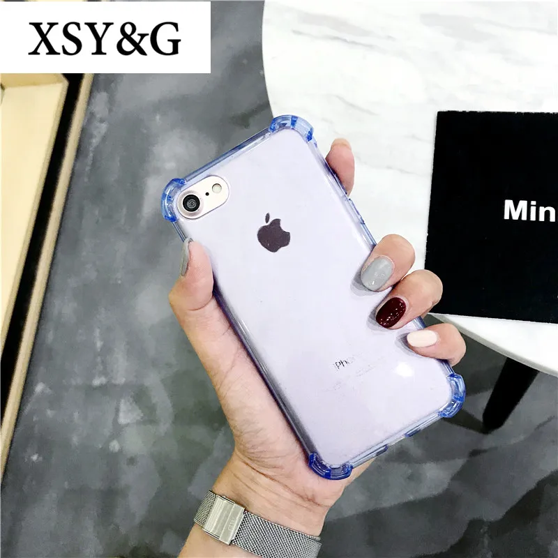 Модные противоударные прозрачные чехлы для телефонов iPhone 6 чехол iphone 7 6S 8 Plus X