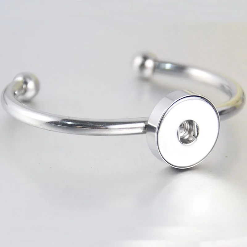 High Quality Fashion Women Men's Real Stainless Steel Cuff Bangels Diy Snap Button Bangles Bracelets Fit 18mm DIY Snaps Jewelry |