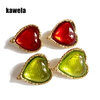 new sweet heart resin 2 colors clip earrings lovely alloy red green party accessory modern