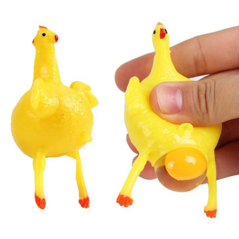 

New Creative Fashion Laying Eggs Vent Chicken Squeeze Toys Funny Key-chain Crowded Stress Ball for Kid fun Gift