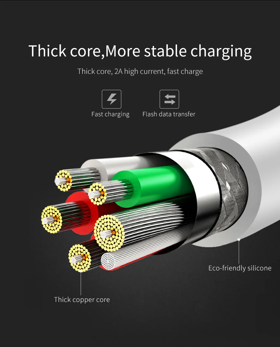 HOCO мобильный телефон USB зарядный кабель для передачи данных USB к Lightning/Micro USB/type C экологически чистый силикон для iPhone Xiaomi samsung