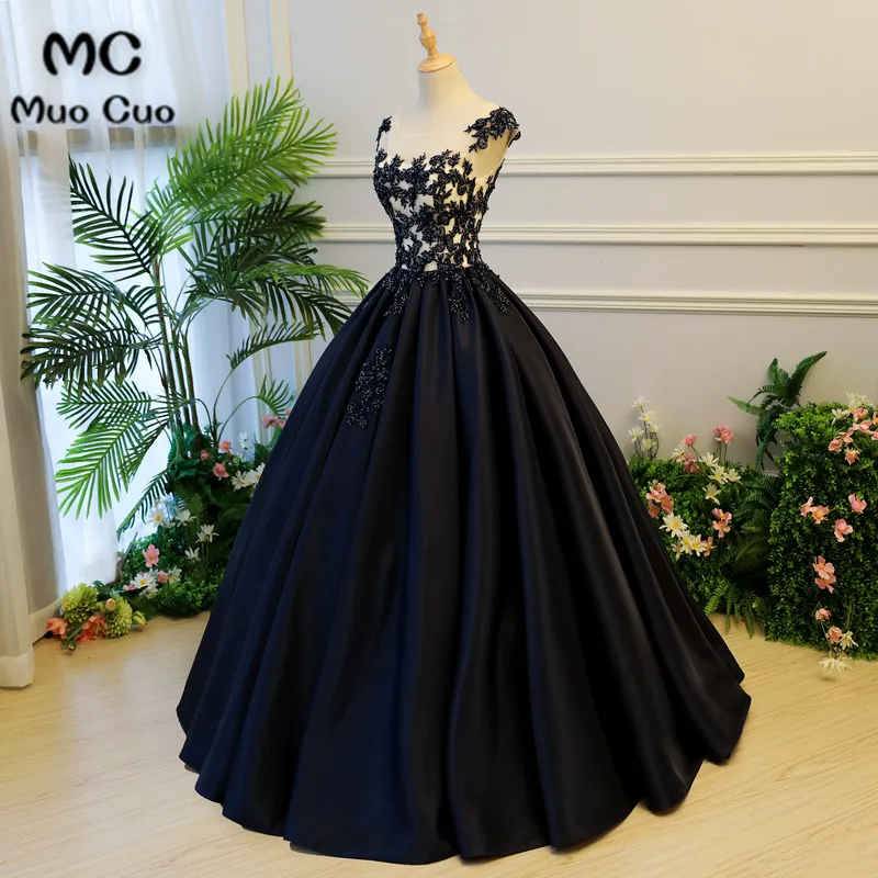 2018 бальное платье черное пышное атласное с кружевом Vestido De Quinceanera элегантное 15 лет
