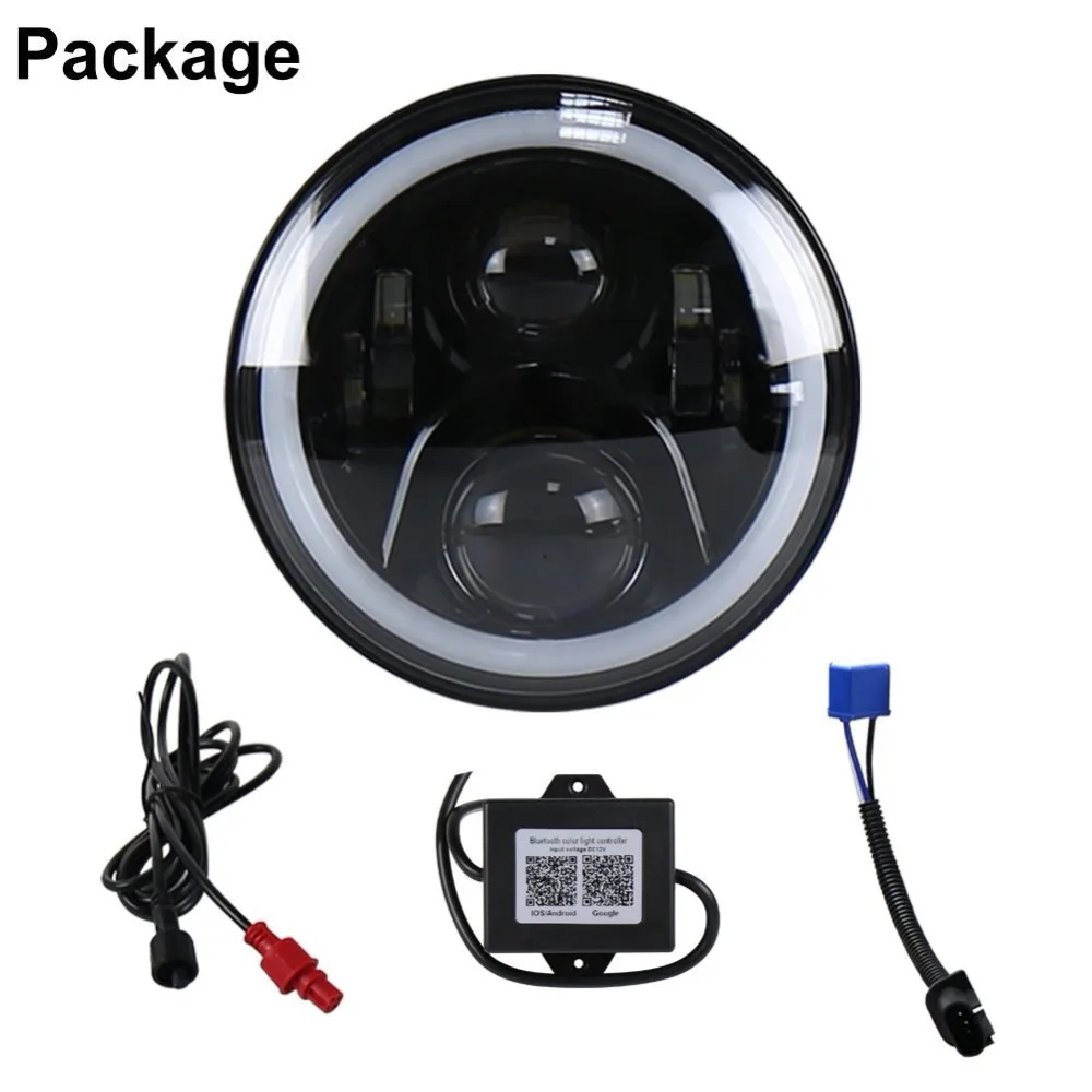 1 шт. RGB DRL Harley LED Halo Фары 7 дюймов с Bluetooth мобильное приложение пульт дистанционного