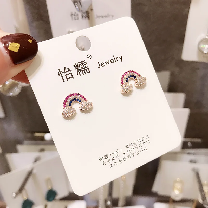 Серьги с серебряной иглой женские очень красивые милые микро инкрустированные