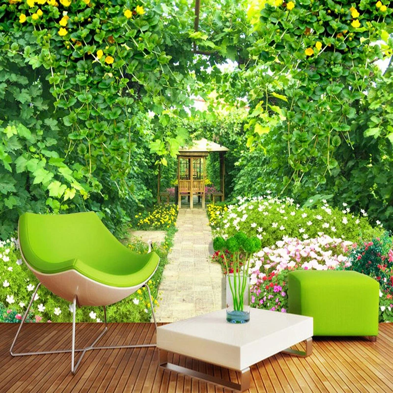 Настенная 3D Роспись на заказ обои с природой в ландшафте зеленый ротанговый