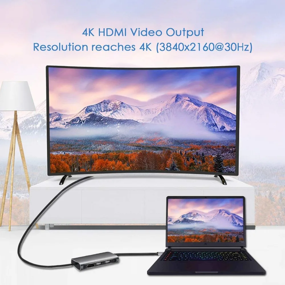 USB Type C HUB Thunderbolt 3 Adapter USB-C Dongle To HDMI 4K with RJ45 PD 2.0 Ports TF Slot Micro SD Card for MacBook pro | Компьютеры и