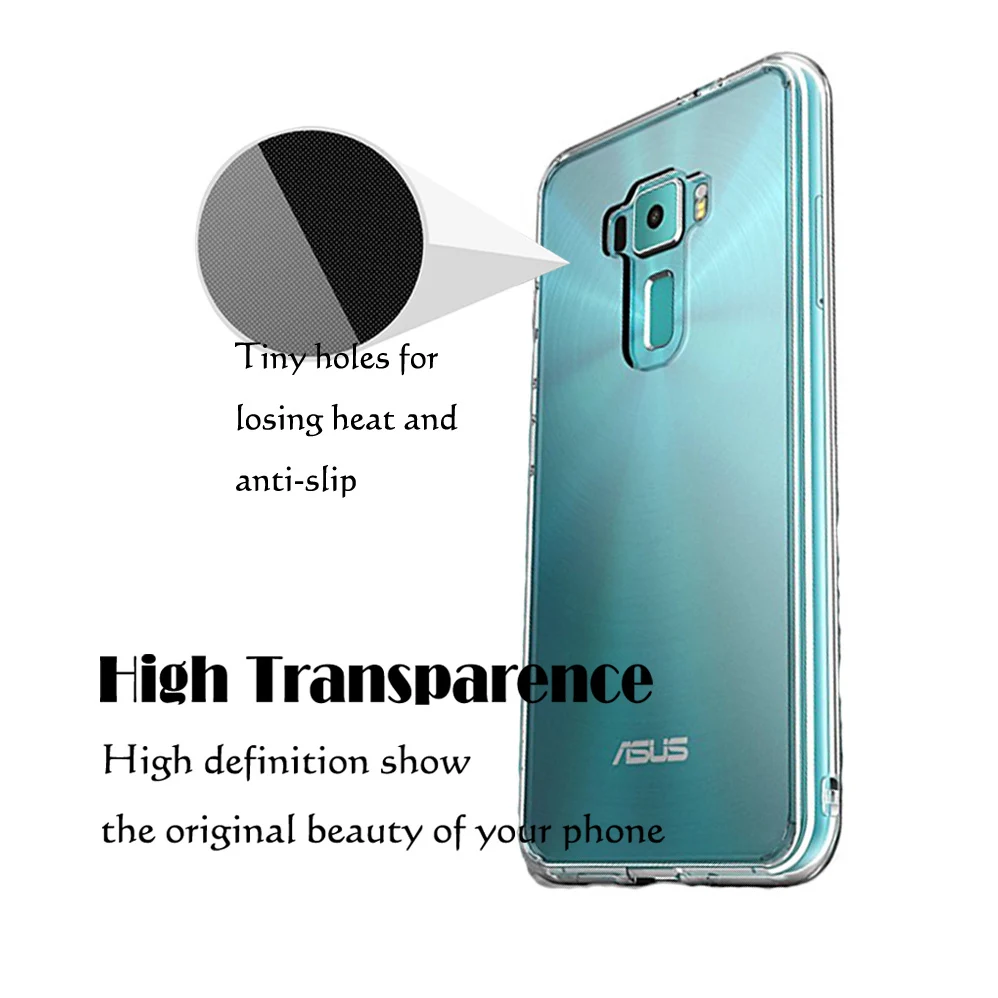 Прозрачный мягкий чехол из ТПУ для Asus Zenfone 3 ZE552KL тонкий Противоскользящий