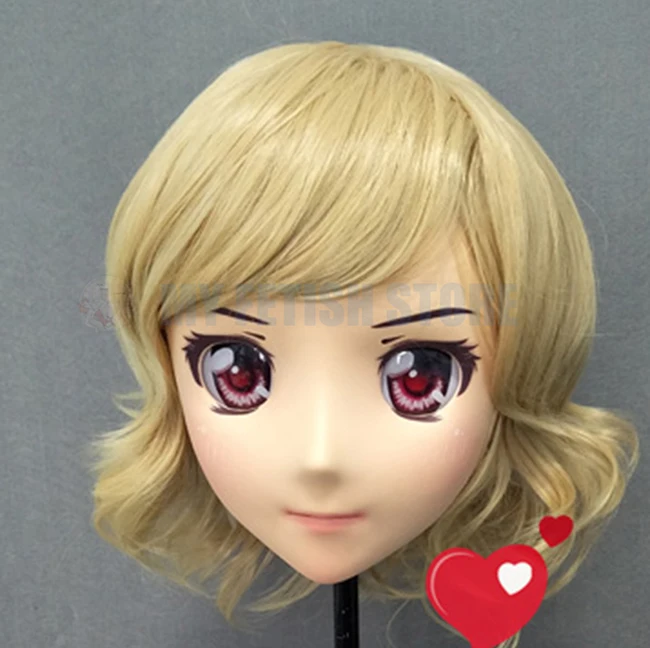 (Jiang 04) Женская милая девочка резиновая полуголовая маска кигуруми с BJD глазами