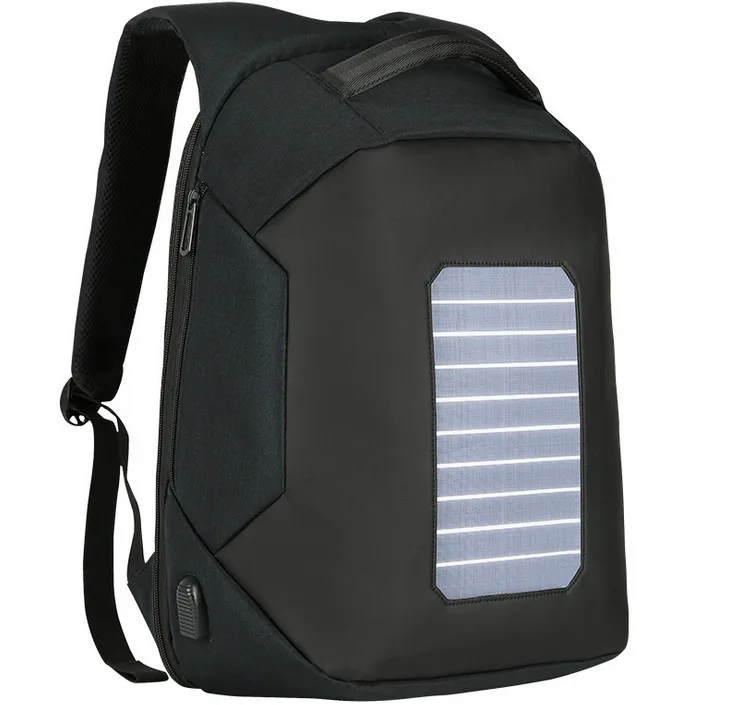 black Plecak, дизайнерский рюкзак на солнечной батарее, мужской рюкзак mochila, usb зарядка, Противоугонный рюкзак для путешествий, 15,6 дюймов, рюкзак для ноутбука, мужской водонепроницаемый рюкзак - Цвет: black