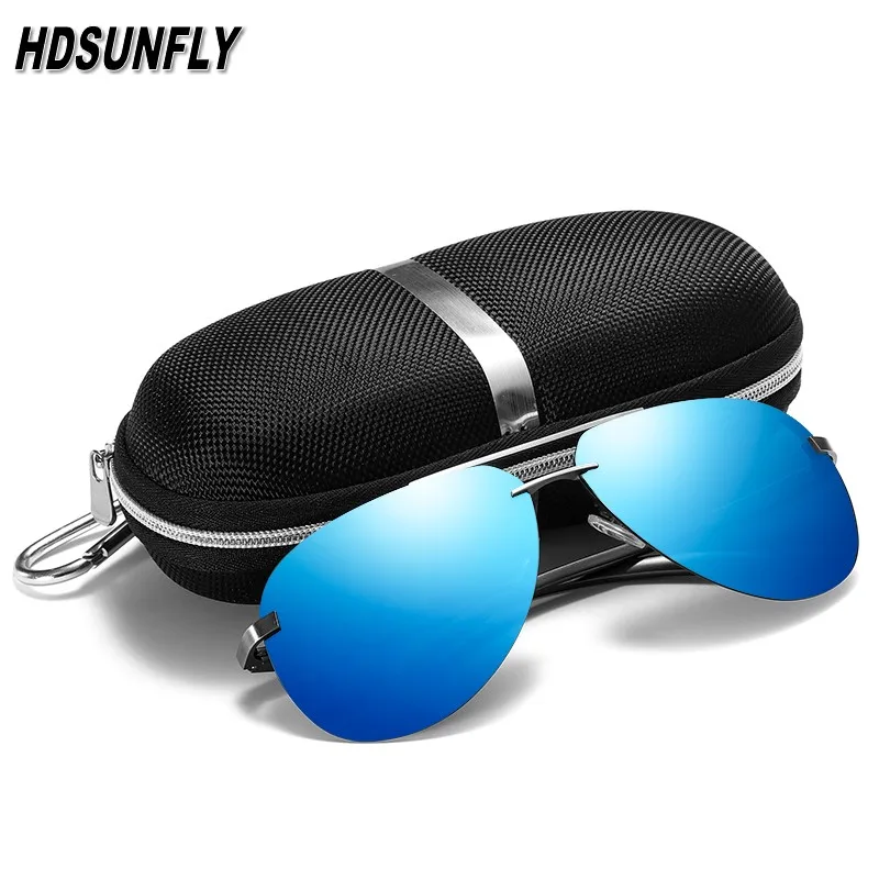 Мужские солнцезащитные очки без оправы поляризационные Серебристые зеркальные