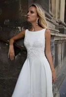 2019 simple elegant white a line cheap wedding dresses satin lace v back beach country bridal gowns custom made wedding gowns