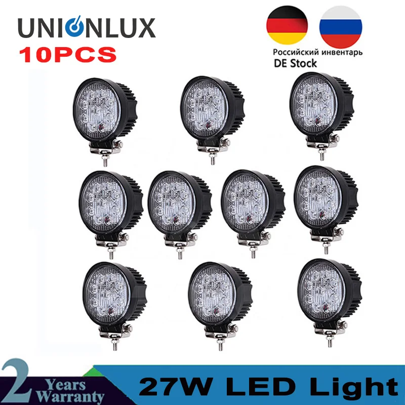 

10PCS 4" 27W round led work light bar ce rohs led work lamp SPOT FLOOD Beam for Jeep 4x4 offroad tractor ATV SUV CAR