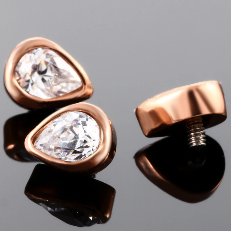 1 шт. микро дермальный якорь из нержавеющей стали верх розовое золото имплантаты