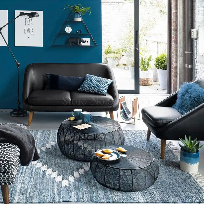 Iron retro coffee table simple modern creative round side several new designer coffee table round