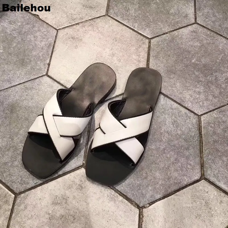 Bailehou/2019 г. летние женские шлепанцы лаконичные сандалии для отдыха однотонные без