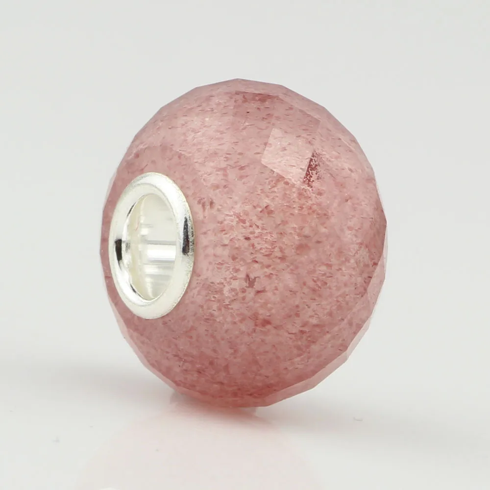 Бусины из натурального камня для лица серебро 925 пробы 4 5 мм отверстие клубника