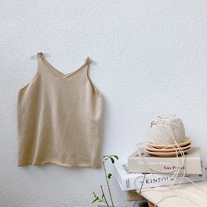 Новинка 2021 летние детские топы для девочек вязаный жилет на бретельках футболки