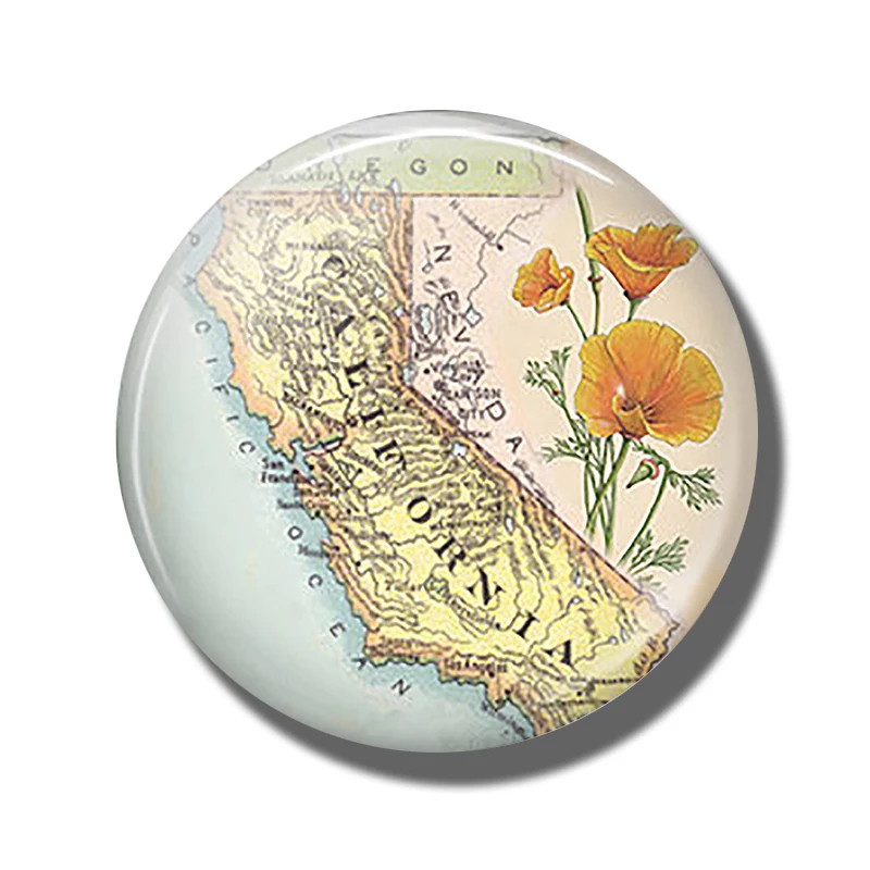 Магнит на холодильник 30 мм карта штата Калифорния Сакраменто стеклянный купол