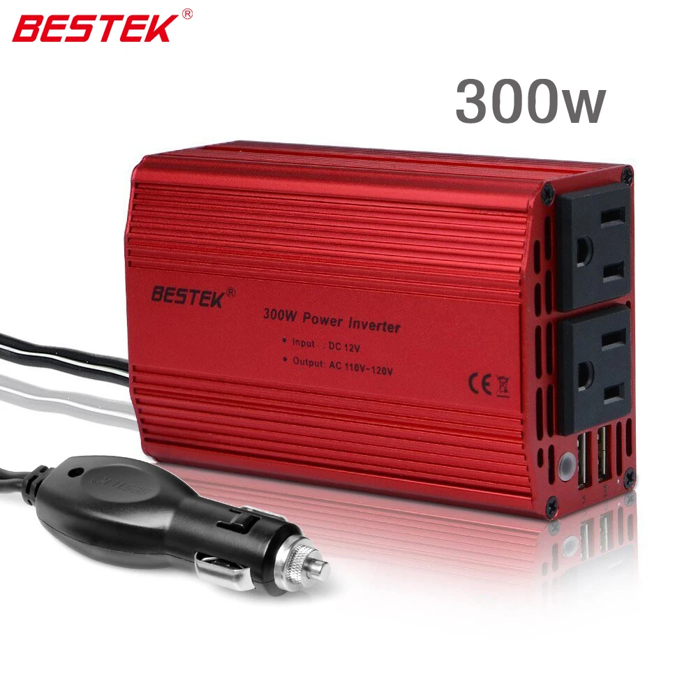 Bestek 300 Вт Мощность инвертор DC 12 В до 110 ac преобразователь с 3.1a Dual USB Автомобильное