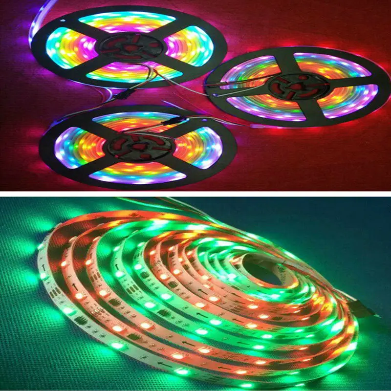 5 м светодиодный полосы 5050 RGB 12В WS2811 IC адресуемый 30/48/60 светодиодный S/M 10/16/20 пикс./м IP30/IP65/IP67