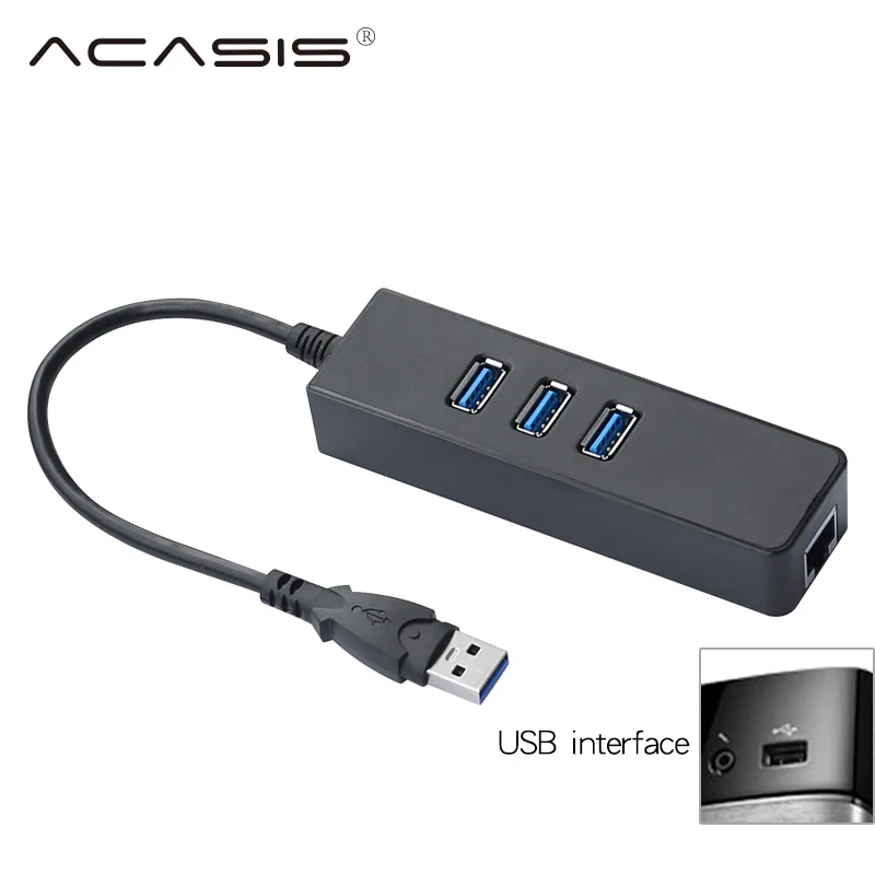 Acasis концентратор USB 3.0 + 1000 Мбит Gigabit Ethernet адаптер к RJ45 LAN сетевой карты USB3.0