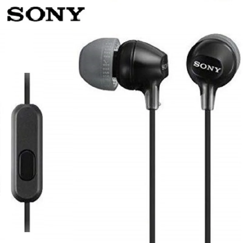 Оригинальные sony MDR-EX15AP 3,5 мм проводные наушники-вкладыши сабвуфер стерео наушники Hands-free с микрофоном для телефона xiaomi huawei sony