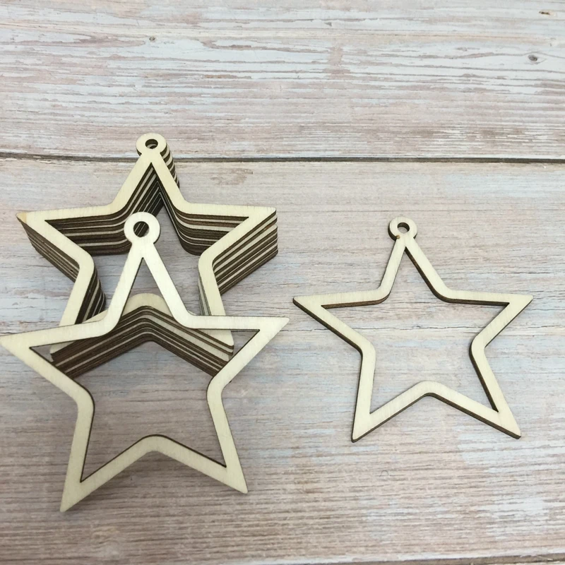 

30 pcs Laser Cut Wood Star Wood Cutout Shape Crafting Gifts, Ornaments Star