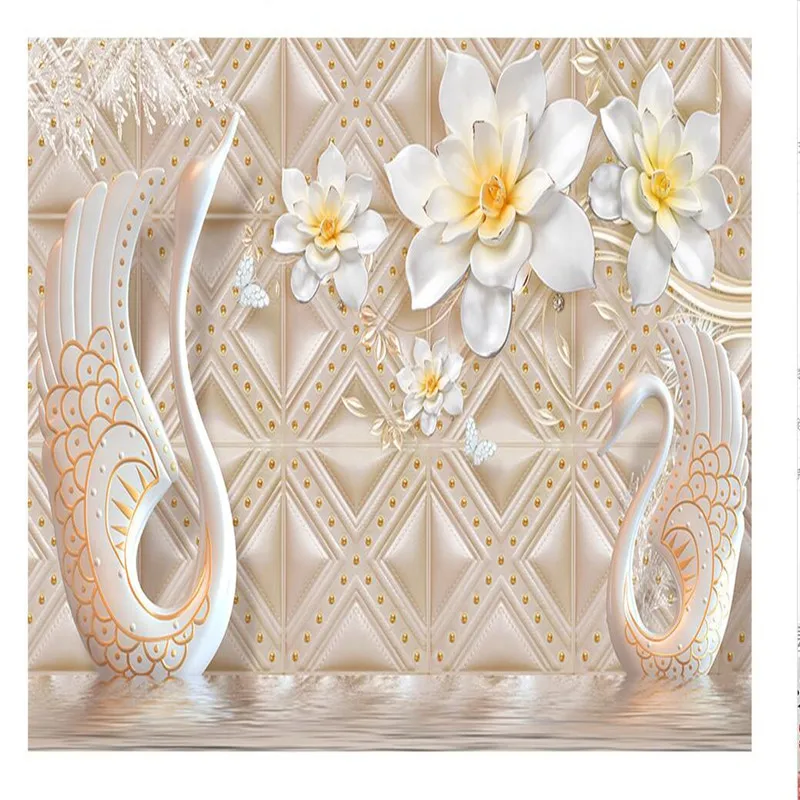 На заказ любой размер фото фон обои мягкая сумка Лебедь цветочное настенное