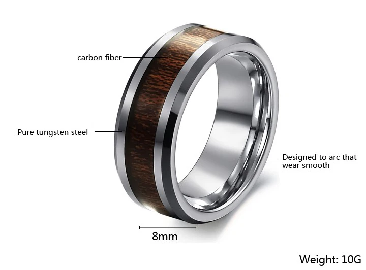 100% настоящий вольфрам твердосплавное кольцо мужское свадебное ретро стиль