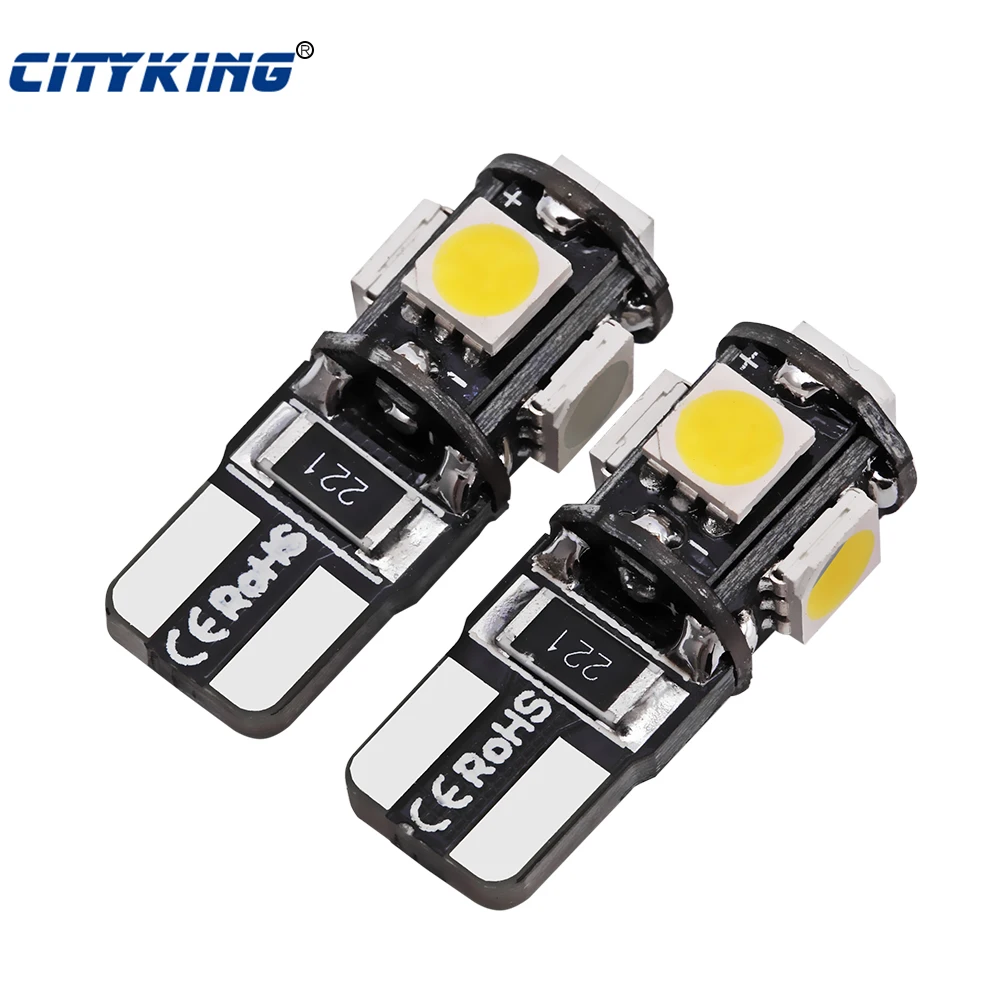 10 шт./лот T10 5smd 5050 LED canbus W5W led 194 t10 5led SMD безотказный белый свет для стайлинга