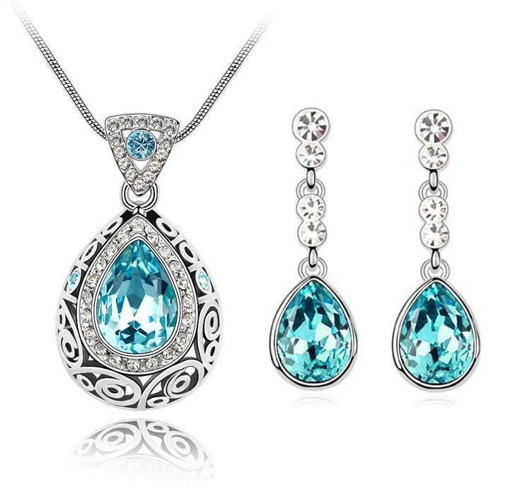 Комплект из колье и серёг с кристаллами|new jewelry sets|set necklaceset necklace earring |