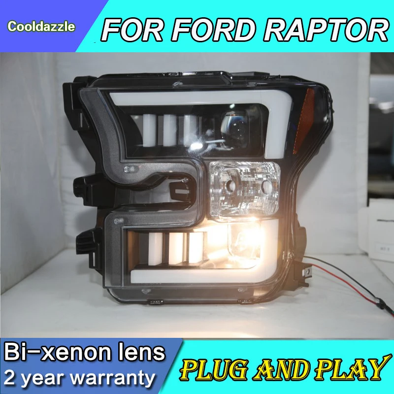 Для FORD для Raptor 2015 2016 2017 головной светильник фара черный Цвет Передний фонарь с