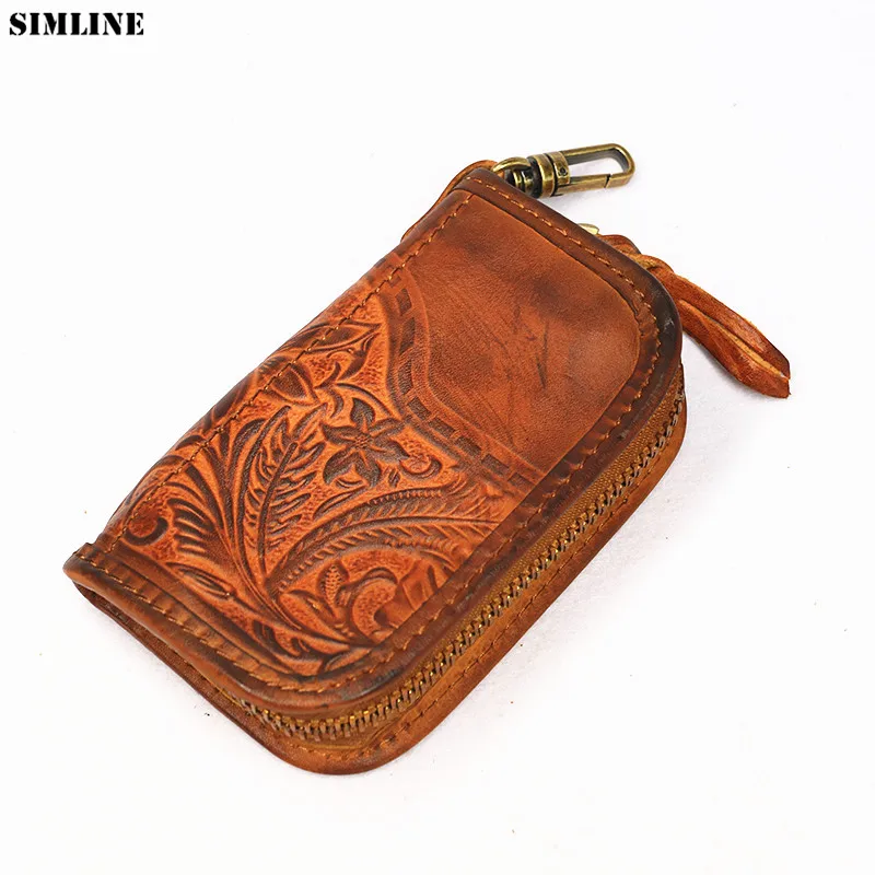 Кошелек для ключей из натуральной кожи мужчин и женщин короткий винтажный