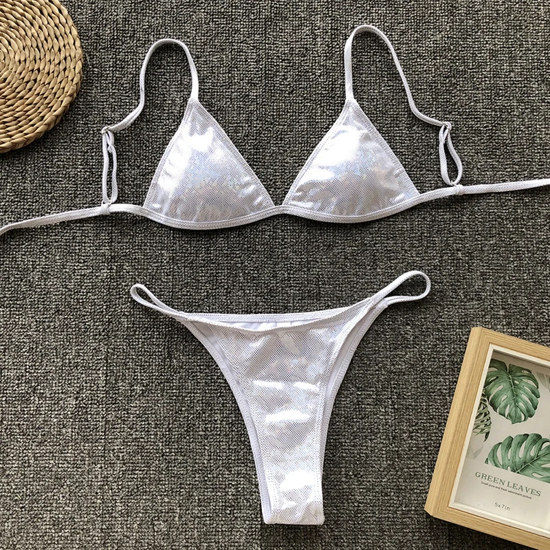 Сексуальный блестящий купальник микро Бразильское бикини 2019 пуш-ап купальный