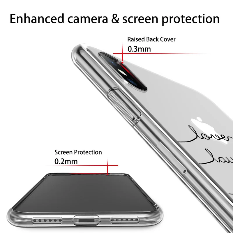 Простой Прозрачный чехол USLION с надписью для iPhone X XS XR Xs Max мягкий из ТПУ пар 6 6s 7 8 Plus