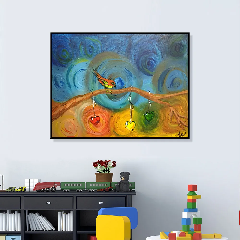 Nordic Cuadros Decoracion постер и печать холст искусство птица дерево картина маслом на