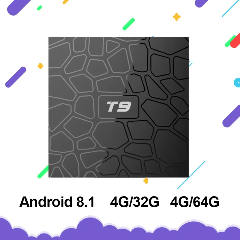 Новейший T9 TV Box Android 8 1 4 ГБ 32 ГБ/64 Гб Smart 2 4G/5G Dual WIFI Rockchip RK3328 1080P H.265 4K Netflix медиаплеер PK