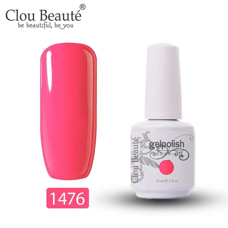 Образцов Clou Beaute 15 мл Блестящий Гель-лак для ногтей светодиодный Гель-лак для ногтей впитывающий гель лак Эмаль Золотой неоновый розовый УФ-гель лак - Цвет: 1476