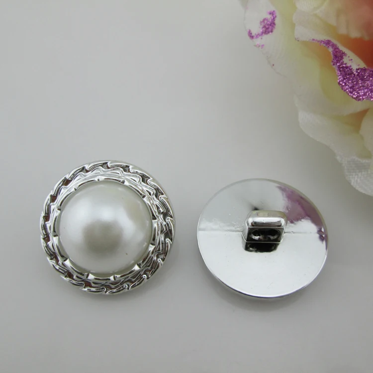 20 шт блестящая смоляная пуговица белая жемчужина Пластиковые Кнопки Серебряный