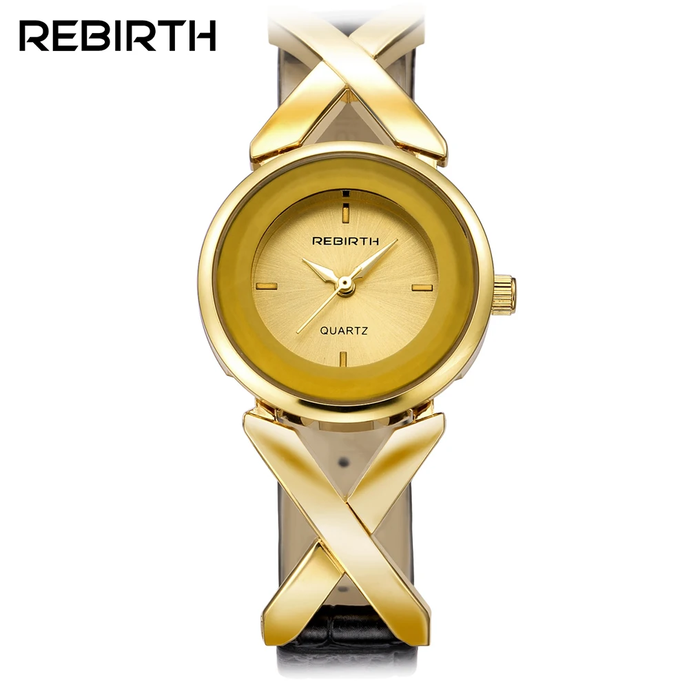 Модные REBIRTH бренд женские наручные часы кварцевые роскошные кожаные с ремешками