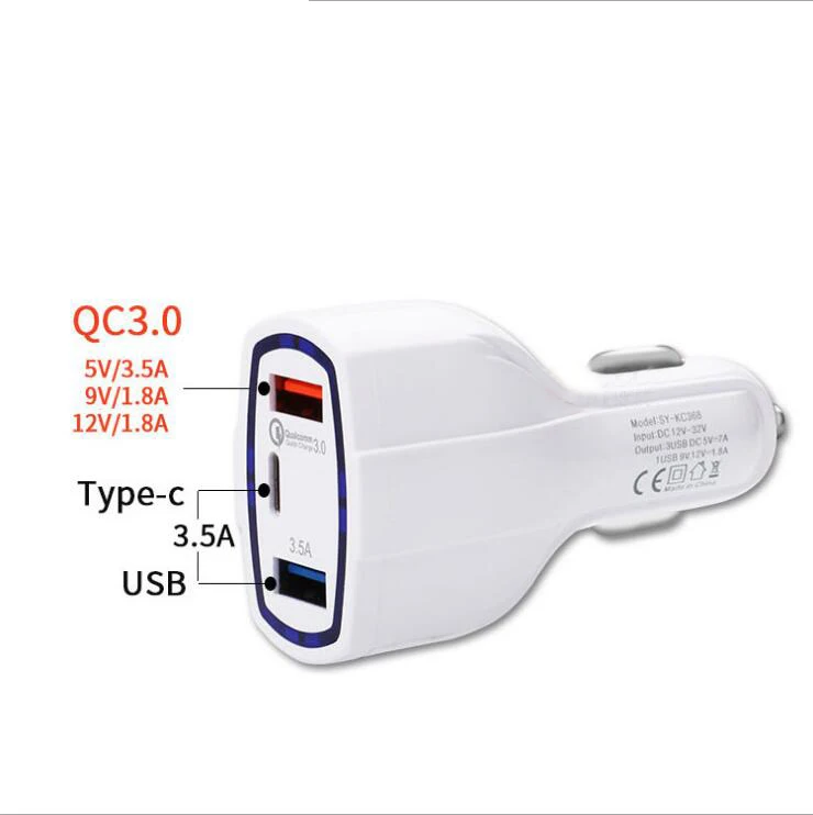 Автомобильное зарядное устройство quick charge 3 0 type-c для samsung s9 QC3.0 быстрое 3USB телефона