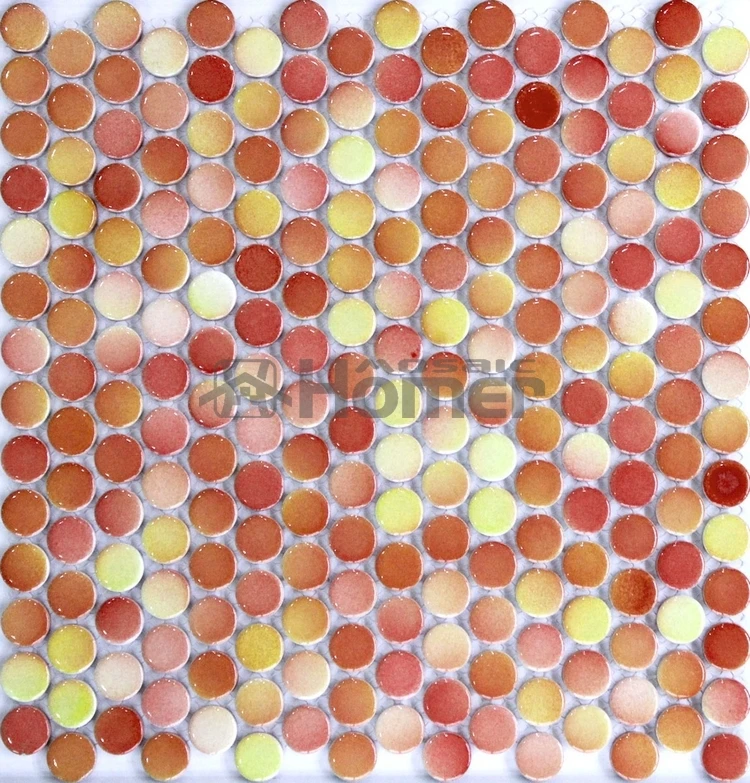 shipping free! orange ceramic mosaic tiles round 19mm bathroom shower HME7026 kitchen backsplash | Дом и сад