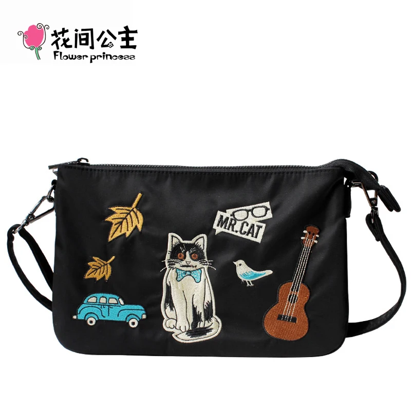 Нейлоновая сумка мессенджер с цветочной вышивкой для девочек принцесс модная