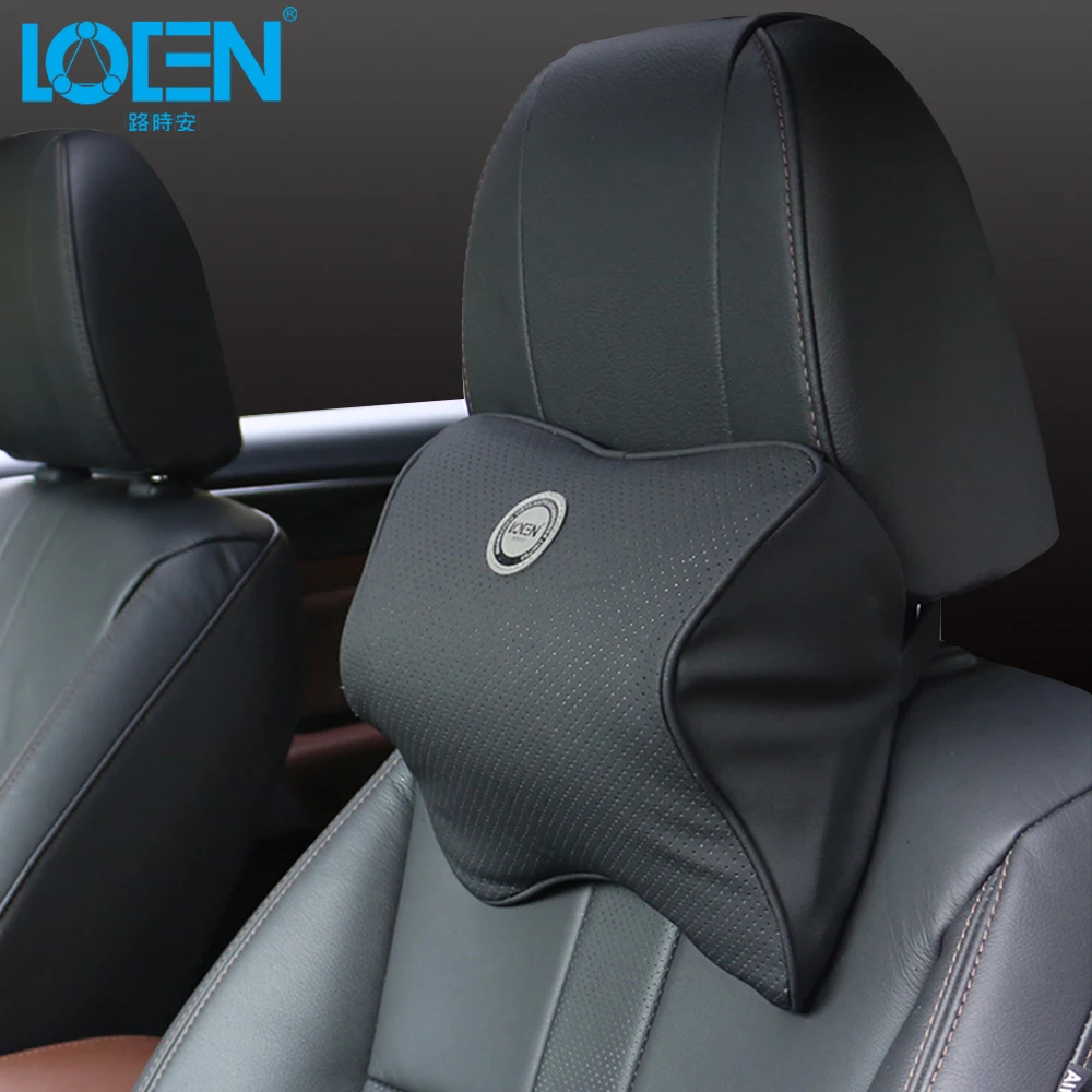 

Кожаная подушка LOEN для автомобильного сиденья, подушка для шеи с эффектом памяти, подушка для автомобильного подголовника, аксессуары для б...