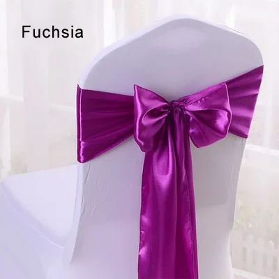 Fuchsia 50 шт. 16*275 см Атласный Галстук-бабочка для украшения стула банкета отеля свадьбы вечеринки - Цвет: Fuchsia