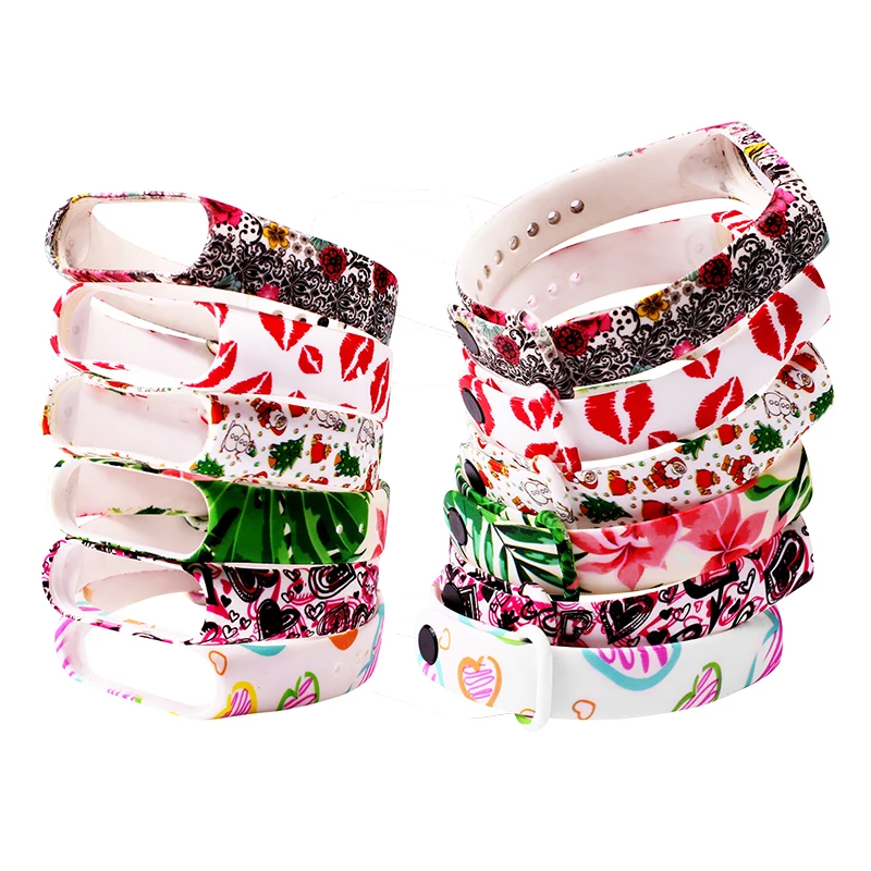 BOORUI Mi band 3 силиконовый ремешок с разнообразным цветочным принтом pulsera miband correa